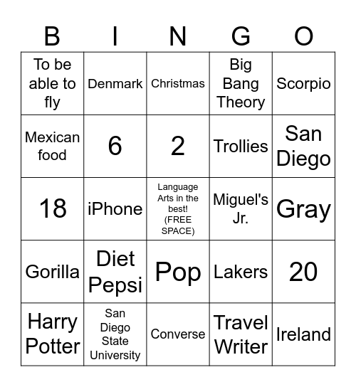 Get to Know Your Teacher Bingo Card