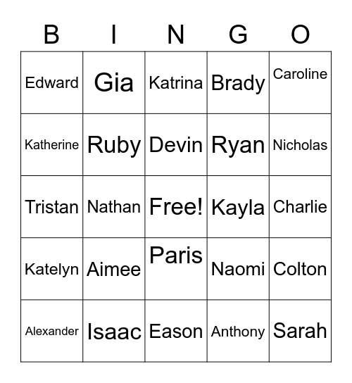 Mrs. Sloan's Class Bingo Card