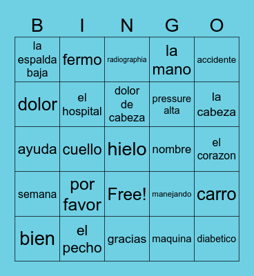 Spanish Class Bingo Card