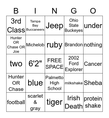 Mr. & Mrs. Jones Bingo Card