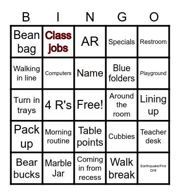 Procedure Bingo Card