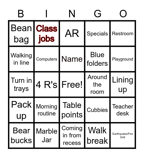 Procedure Bingo Card