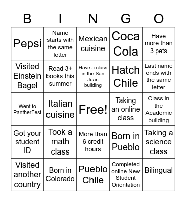 PCC Bingo Card
