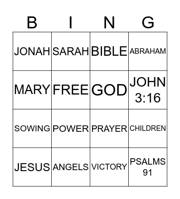 BIBLE BINGO Card