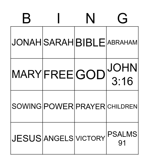 BIBLE BINGO Card