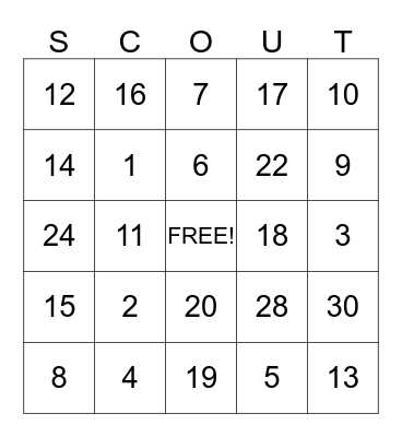 SCOUT BINGO Card