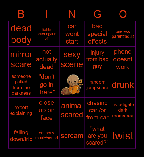 Horror movie cliches Bingo Card