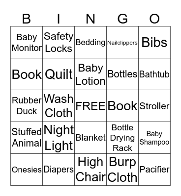 Baby Bingo Card