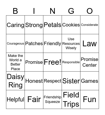 Daisy Bingo Card
