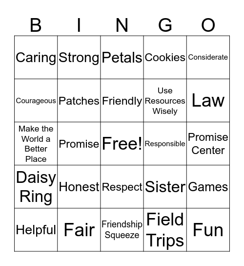 Daisy Bingo Card