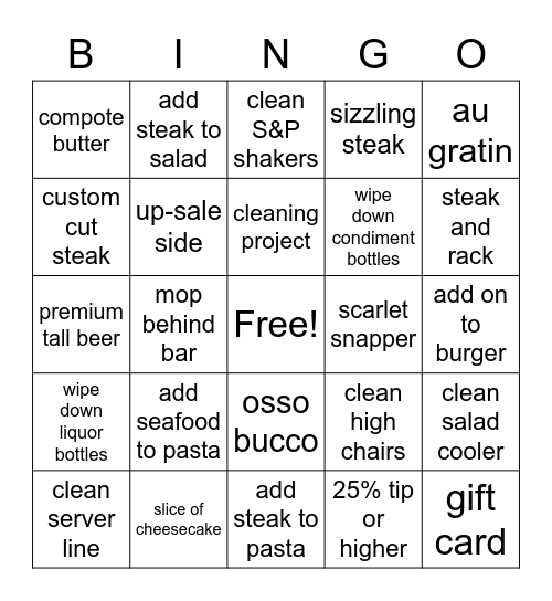 server bingo Card