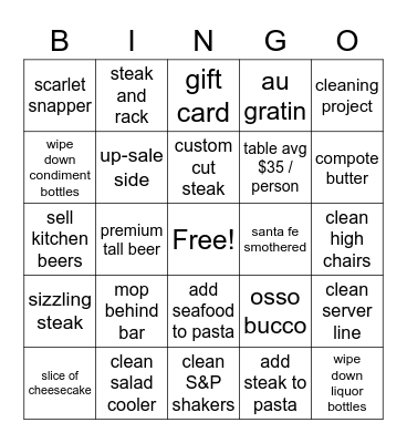 server bingo Card