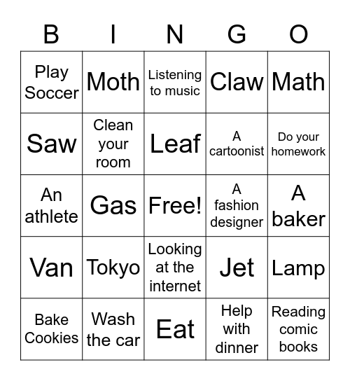 C4 Lesson 18 Bingo Card