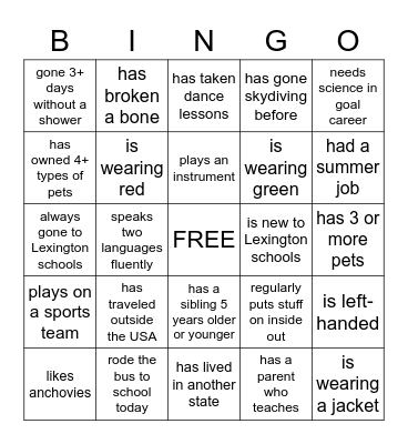 Autograph Bingo Card