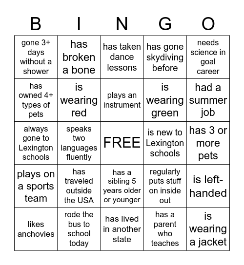 Autograph Bingo Card