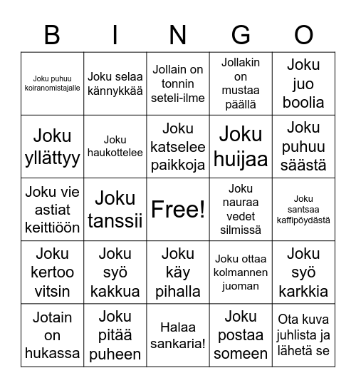 Joku Bingo Card