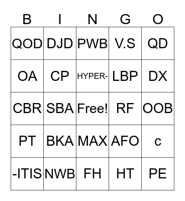 MEDICAL TERM Bingo Card