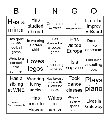 Social Bingo Card