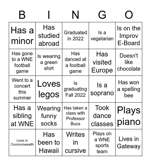 Social Bingo Card