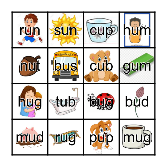 Short U Bingo Card