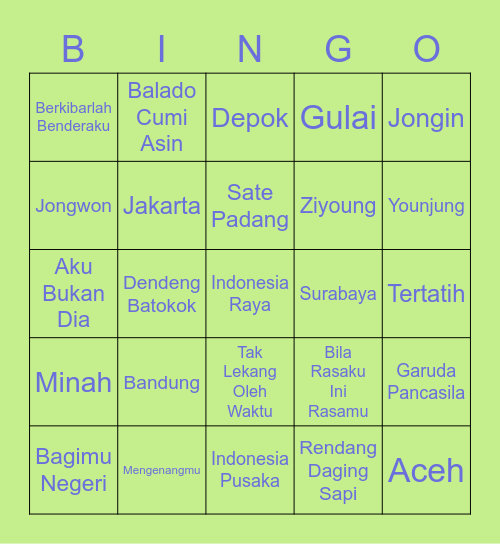 MINGYUect Bingo Card