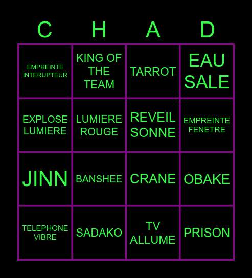 BINGO PHASMO Bingo Card