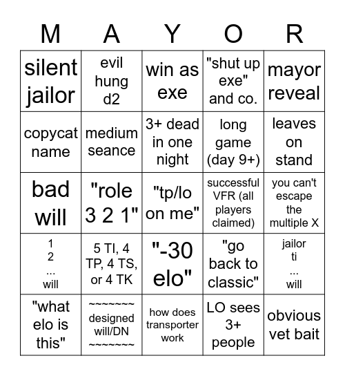 ToS Ranked but on a different device Bingo Card
