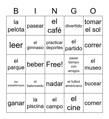 Los pasatiempos Bingo Card