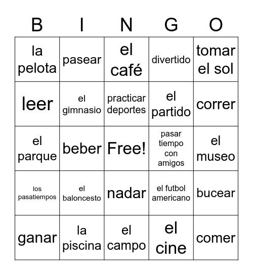 Los pasatiempos Bingo Card