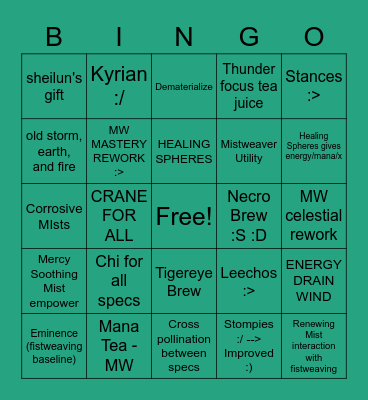 Tiny Pandos Monk Manifestation Twee :> Bingo Card