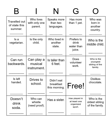 Find Someone Who... Bingo Card