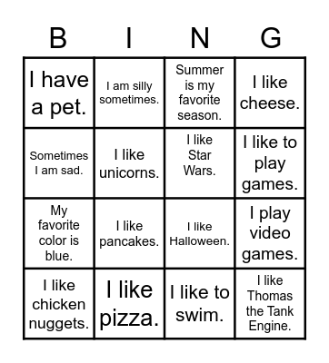 THIS IS ME! Bingo Card