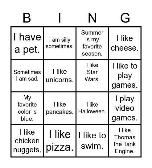 THIS IS ME! Bingo Card