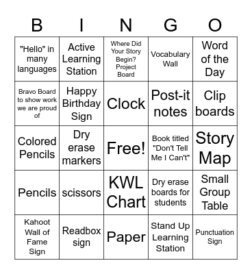 Scavenger Hunt Bingo Card