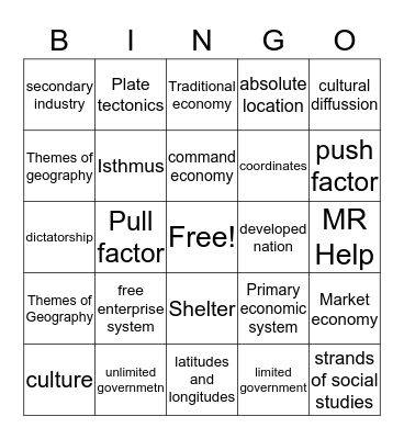 REVIEW Bingo Card