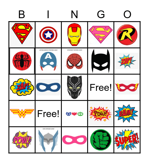 Superhero Bingo Card