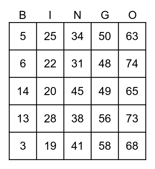 75th Anniversary Picnic Bingo Card