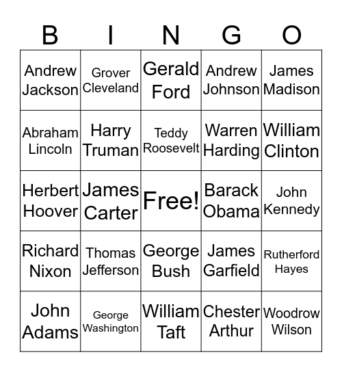 President Bingo  Bingo Card