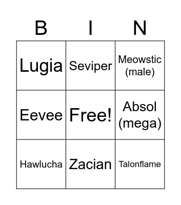 pokemon hunt! Bingo Card