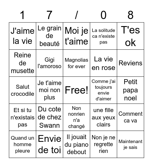 frans Bingo Card