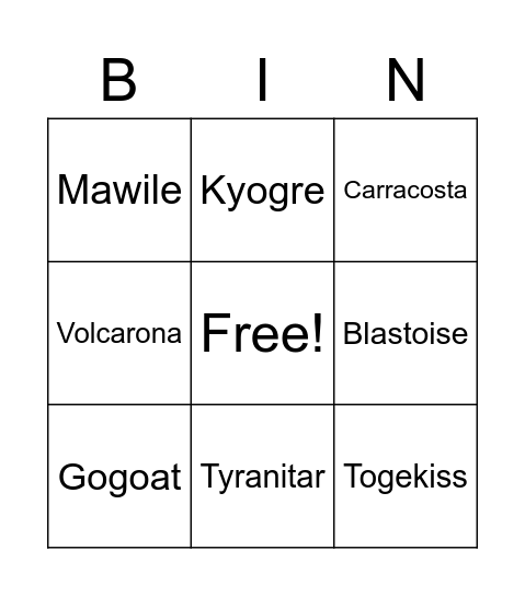 pokemon hunt! Bingo Card