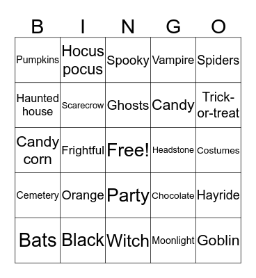 Halloween Bingo Card