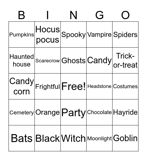 Halloween Bingo Card