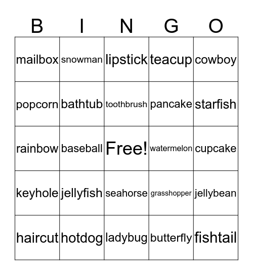 compound Bingo Card