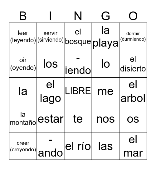 SPANISH - BINGO Card