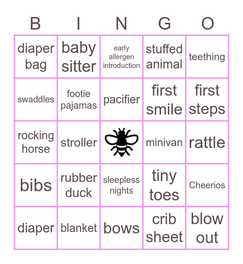 Baby Bingo! Bingo Card