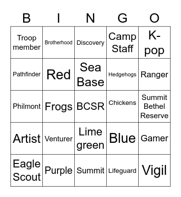 Getting to know you! Bingo Card