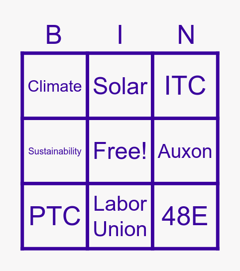 Bring Your Bingo Energy! Bingo Card