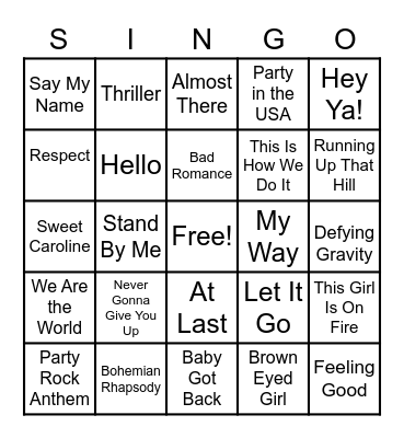 Singo Bingo Card