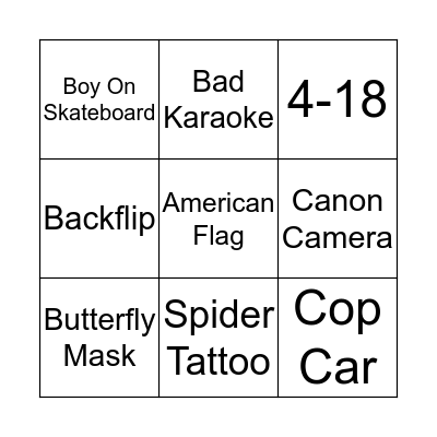 Lets Be Cops Bingo Card